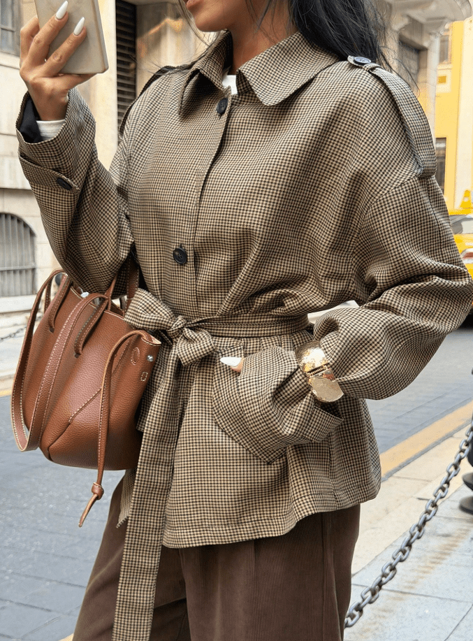 Teresa Houndstooth Plaid Blazer