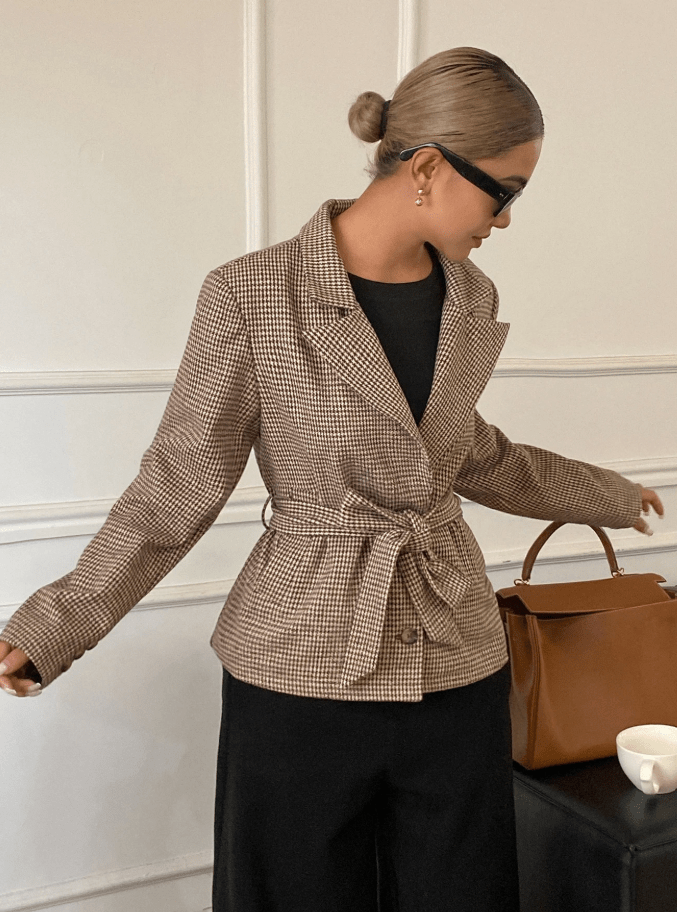 Teresa Houndstooth Plaid Blazer