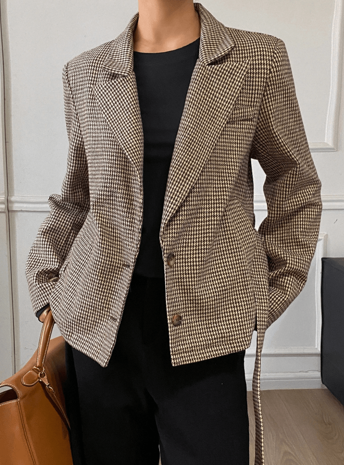 Teresa Houndstooth Plaid Blazer