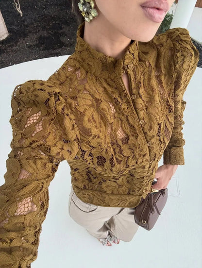Azzurra Lace See-Through Blouse