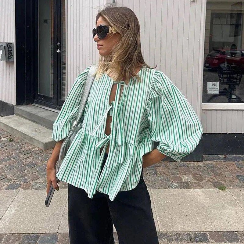 Emma Striped Puff Sleeve Blouse