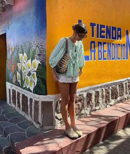 Emma Striped Puff Sleeve Blouse