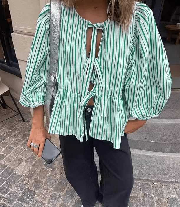 Emma Striped Puff Sleeve Blouse