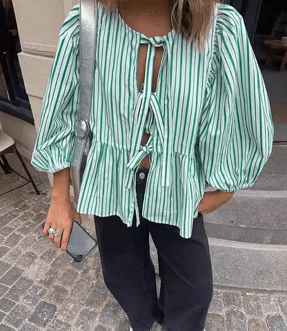 Emma Striped Puff Sleeve Blouse