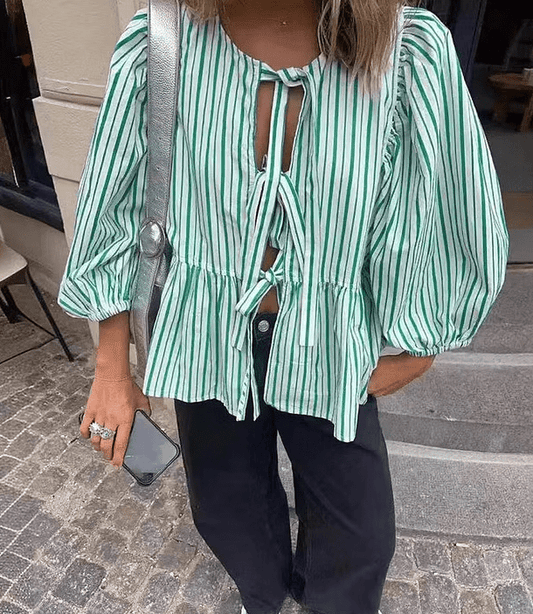 Emma Striped Puff Sleeve Blouse