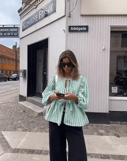 Emma Striped Puff Sleeve Blouse