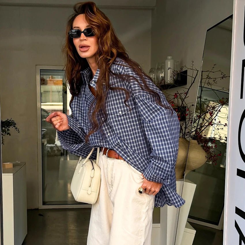 Julia Vintage Plaid Long Sleeve Top