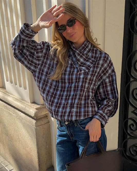Rebecca Poplin Plaid Wrapped Shirt