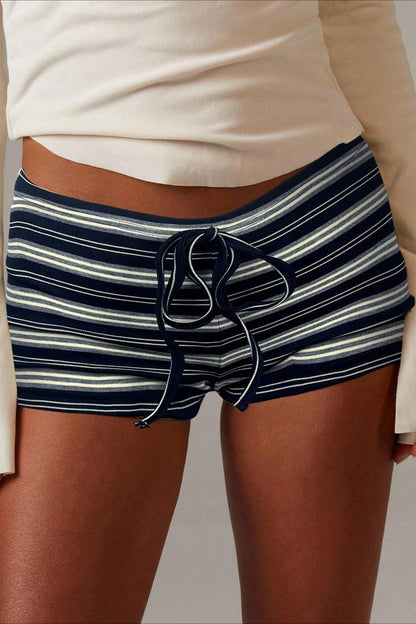 Malina Stripe Drawstring Low Waist Shorts