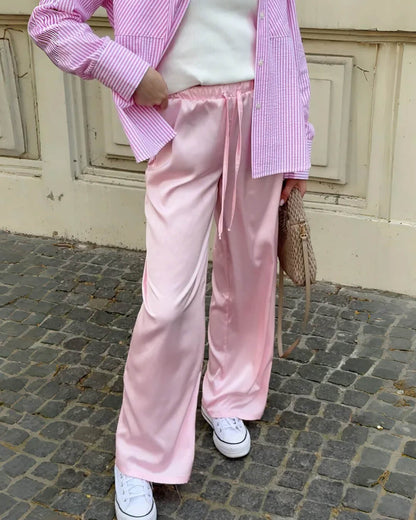 Norma High Waist Satin Wide Leg Trousers