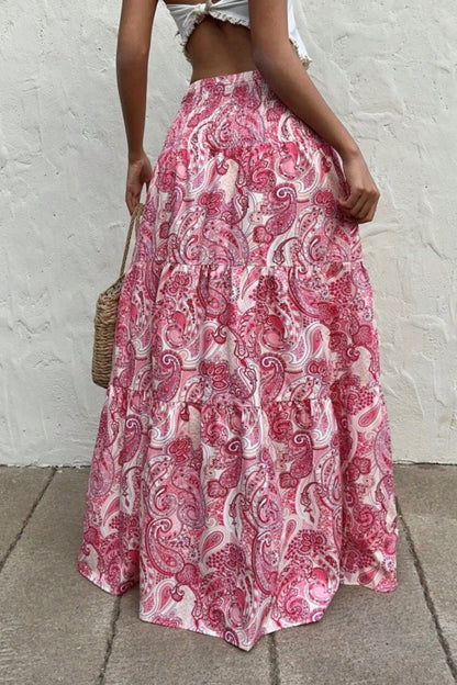 Riley Elastic Waist Paisley Maxi Skirt