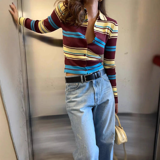 Hope Striped Knit Cardigan