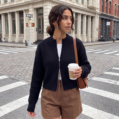 Lisa Double Zip Knit Cardigan