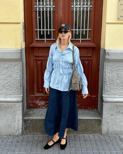 Suzette Long Sleeve Scrunched Shirt