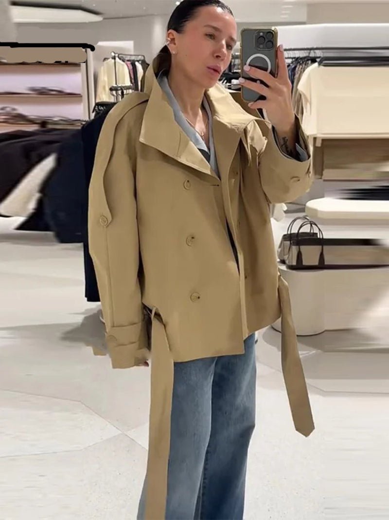 Anna High Neck Cropped Utility Trench Coat