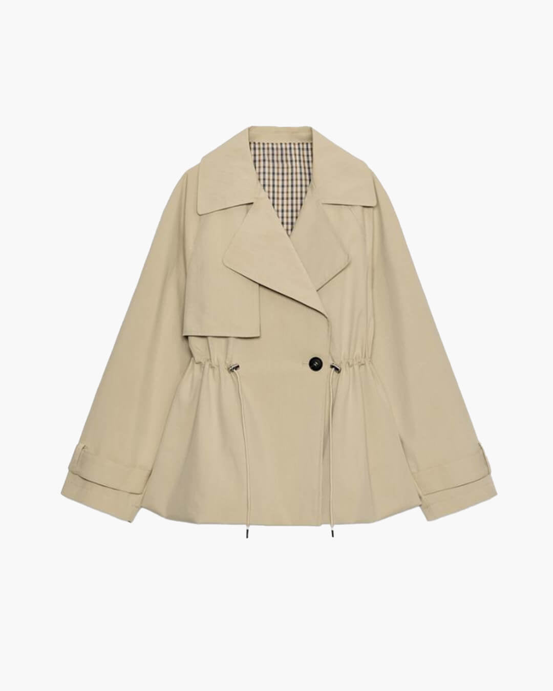 Emilia Lapel Collar Drawstring Trench Coat