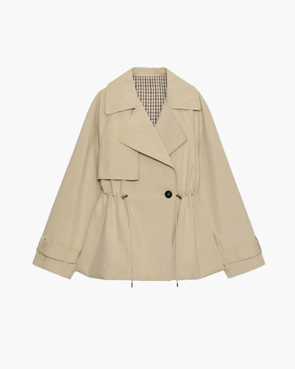 Emilia Lapel Collar Drawstring Trench Coat