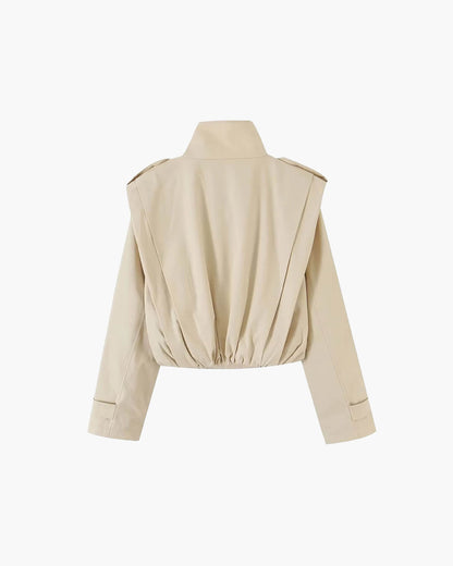 Jane Pleated High Collar Trench Coat