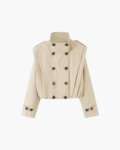 Jane Pleated High Collar Trench Coat