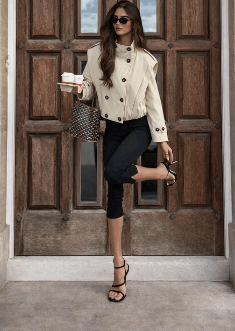 Jane Pleated High Collar Trench Coat