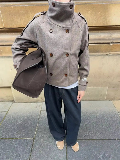 Julie Stand Collar Oversized Coat