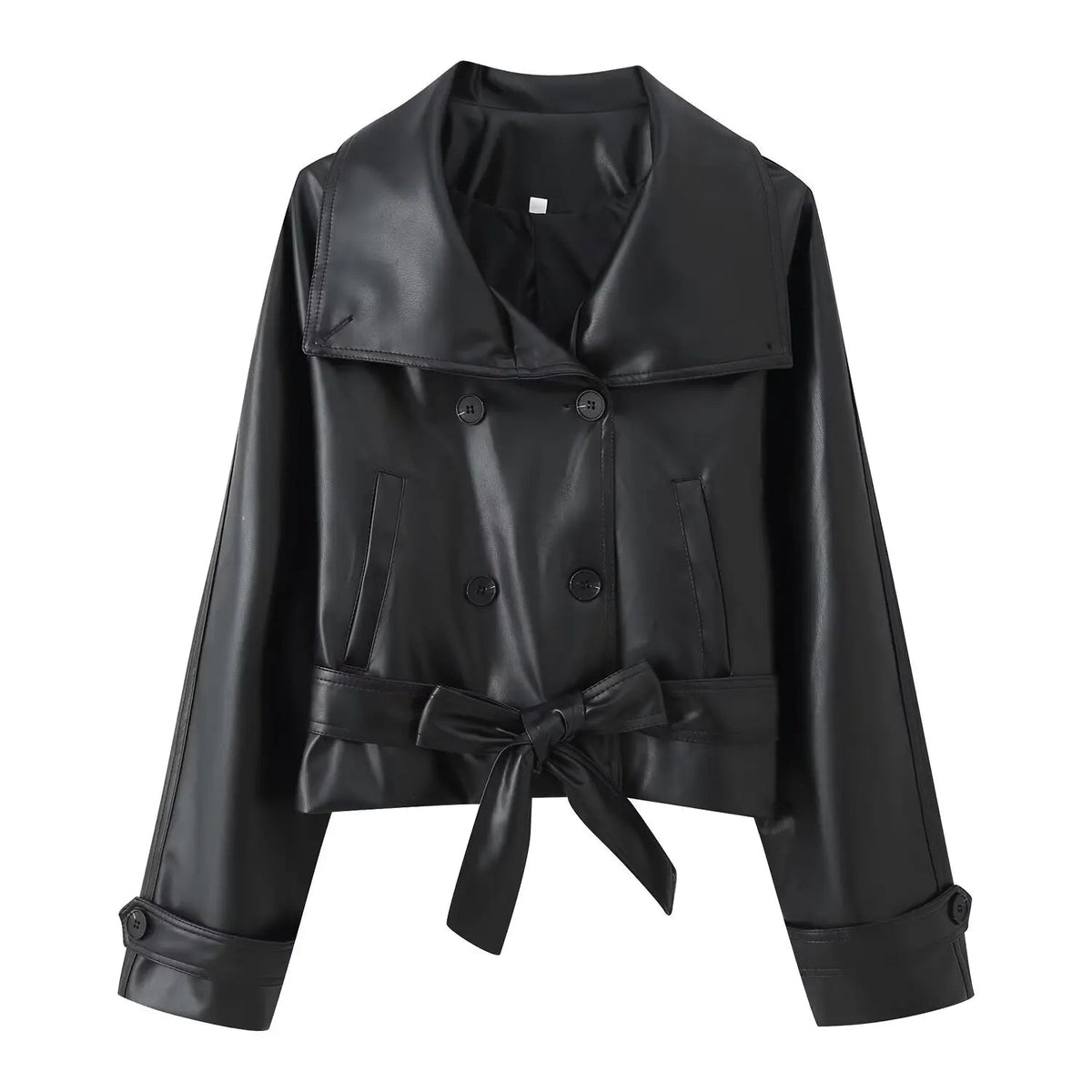 Nadia Faux Leather Lace-Up Trench Coat