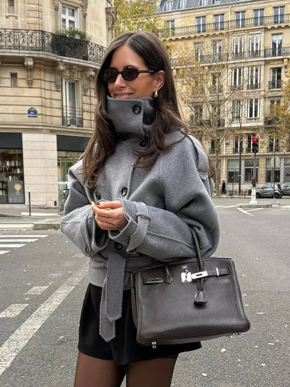 Ruth Double-Breasted Turtleneck Coat