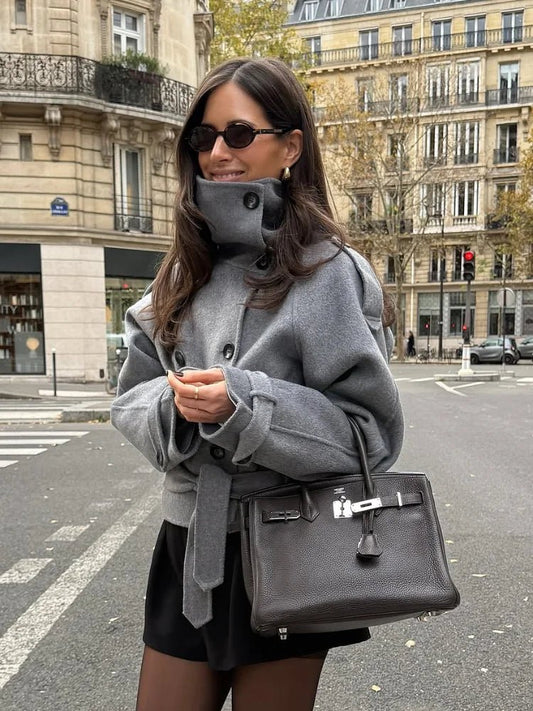 Ruth Double-Breasted Turtleneck Coat