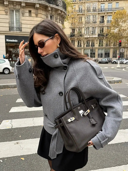 Ruth Double-Breasted Turtleneck Coat