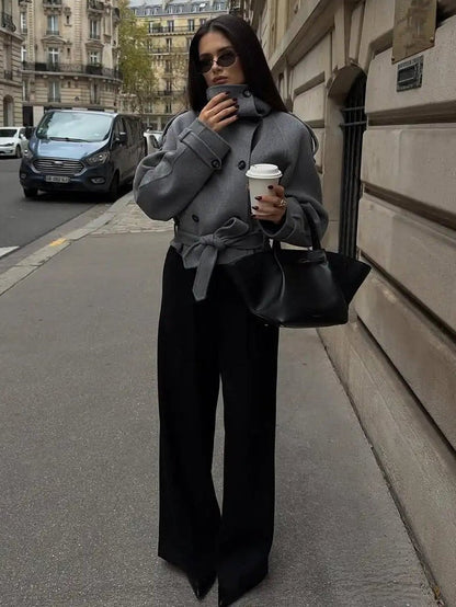 Ruth Double-Breasted Turtleneck Coat