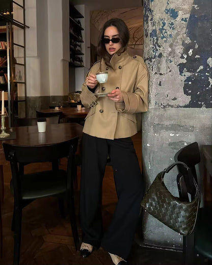 Sarah Beige Double Breasted Trench Coat