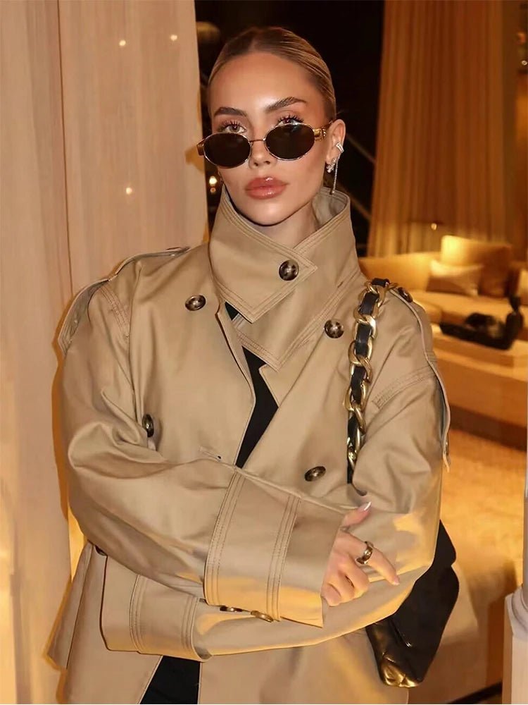 Sarah Beige Double Breasted Trench Coat