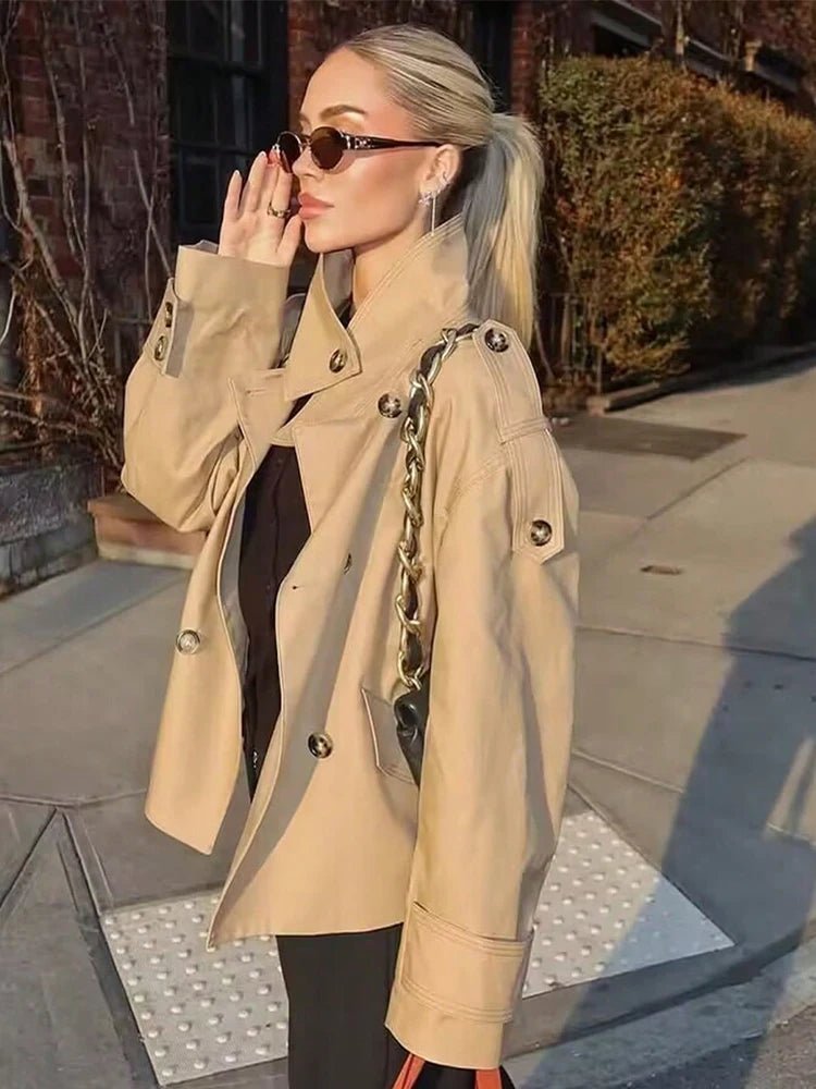 Sarah Beige Double Breasted Trench Coat