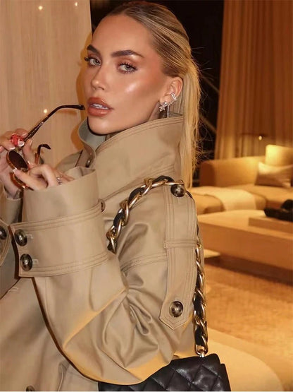 Sarah Beige Double Breasted Trench Coat