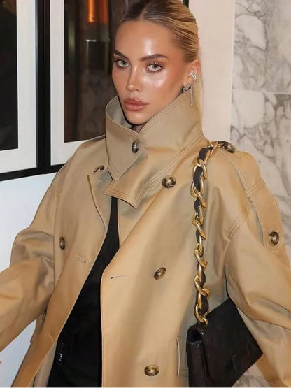 Sarah Beige Double Breasted Trench Coat