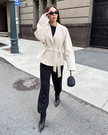 Teresa Belted Suede Trench Coat