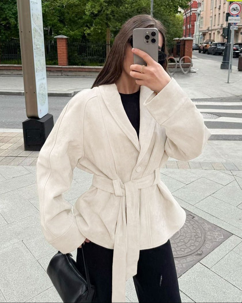 Teresa Belted Suede Trench Coat