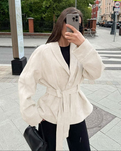 Teresa Belted Suede Trench Coat