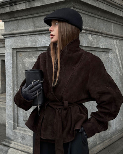 Teresa Belted Suede Trench Coat