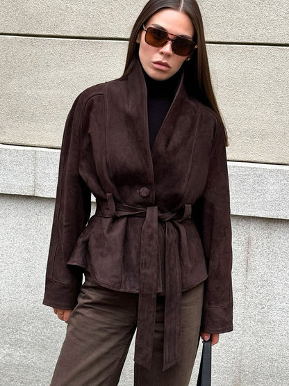 Teresa Belted Suede Trench Coat