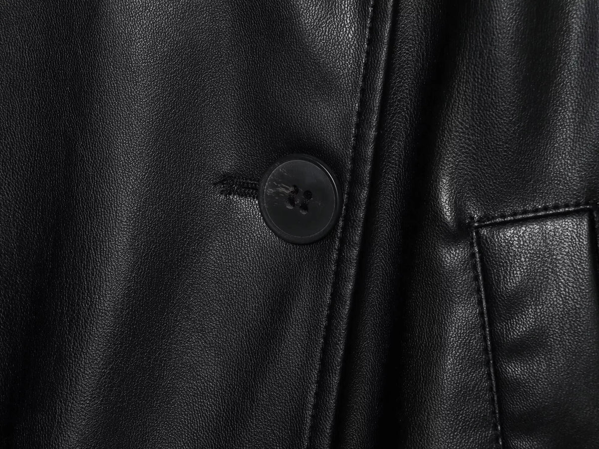 Alma Faux Leather Short Trench Coat
