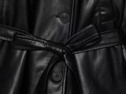 Alma Faux Leather Short Trench Coat
