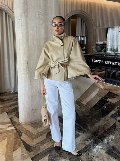 Kimberly Cape-Style Belted Coat