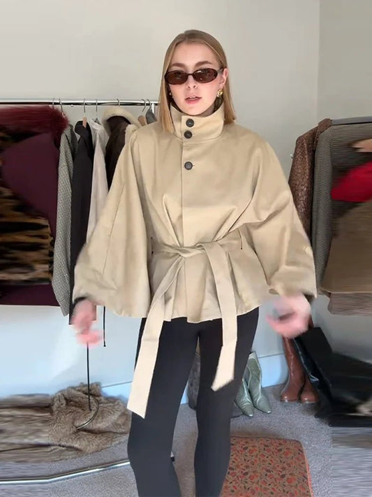 Kimberly Cape-Style Belted Coat