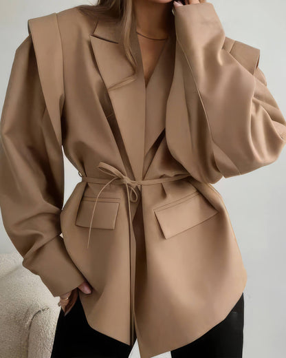 Leandra Wide Sleeves Belted Blazer