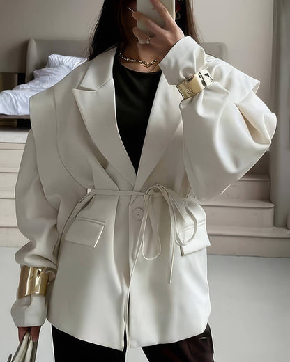 Leandra Wide Sleeves Belted Blazer