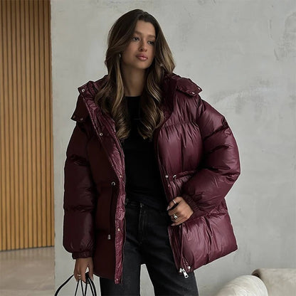 Lorie Drawstring Hooded Puffer Coat