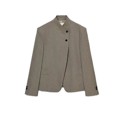 Noa Solid Stand Collar Blazer Jacket