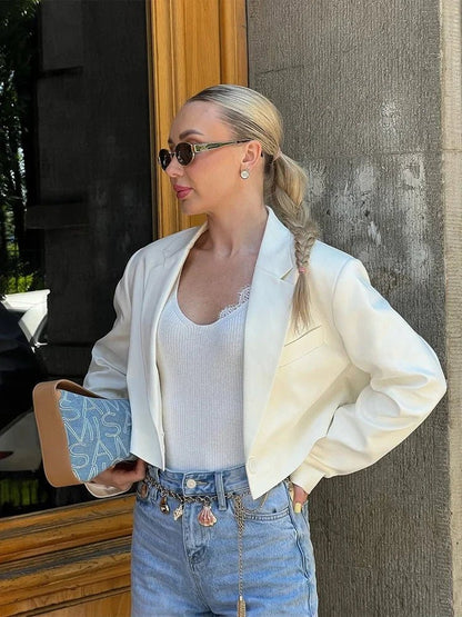 Olga Padded Cropped Suit Jacket