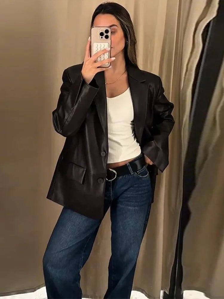 Ryza Vegan Leather Blazer